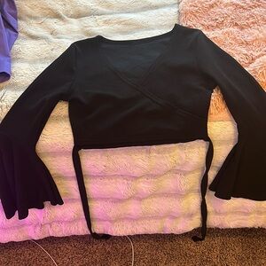 black flare strappy top